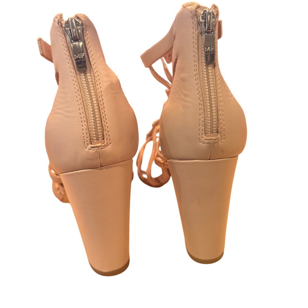 Marc Fisher Gladiator Heels Womens 9M Pink Leather Studded Block Heel Zip Up - Picture 4 of 9